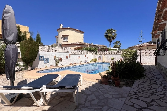 Villa in Els Poblets zur Ferienvermietung, Wohnfläche 125 m², Baujahr 2003, + KLIMA, Klimaanlage, Grundstück 400 m², 2 Schlafzimmer, 2 Badezimmer, Pool, ref.: T-1123-22