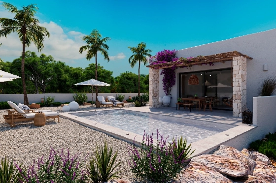 Villa in Denia(Marquesa 4) zu verkaufen, Wohnfläche 120 m², Baujahr 2025, Zustand neuwertig, + Zentralheizung, Klimaanlage, Grundstück 1085 m², 3 Schlafzimmer, 2 Badezimmer, Pool, ref.: UM-UV-HEBE-1