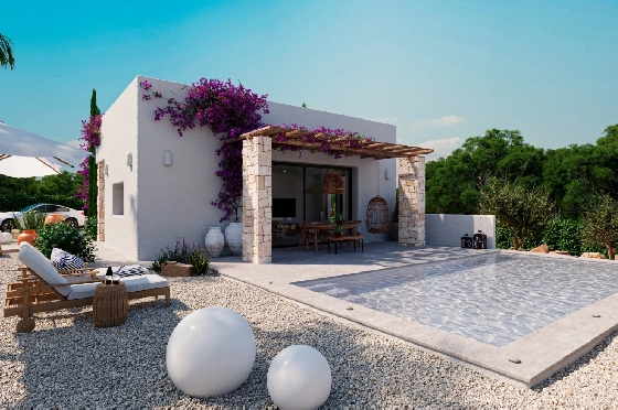 Villa in Denia(Marquesa 4) zu verkaufen, Wohnfläche 120 m², Baujahr 2025, Zustand neuwertig, + Zentralheizung, Klimaanlage, Grundstück 1085 m², 3 Schlafzimmer, 2 Badezimmer, Pool, ref.: UM-UV-HEBE-3