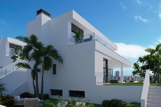 Villa in Finestrat zu verkaufen, Wohnfläche 175 m², Zustand Erstbezug, + fussboden, Klimaanlage, Grundstück 455 m², 3 Schlafzimmer, 3 Badezimmer, Pool, ref.: HA-FIN-106-E01-5