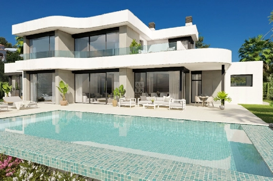 Villa in Moraira zu verkaufen, Wohnfläche 195 m², Baujahr 2025, Klimaanlage, Grundstück 811 m², 4 Schlafzimmer, 4 Badezimmer, Pool, ref.: AM-12327DA-1