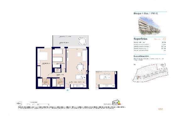 Apartment in El Vergel zu verkaufen, Wohnfläche 68 m², + KLIMA, Klimaanlage, Grundstück 14 m², 2 Schlafzimmer, 2 Badezimmer, Pool, ref.: AH-EV-VI-1-01-01-C-12