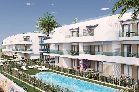 Etagen Apartment in Pilar de la Horadada zu verkaufen, Wohnfläche 111 m², Zustand Erstbezug, 3 Schlafzimmer, 2 Badezimmer, Pool, ref.: HA-PIN-132-A03-1