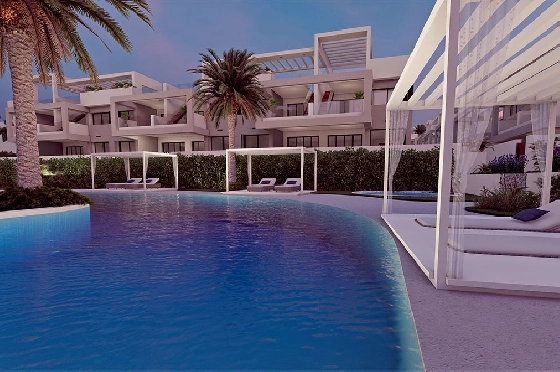 Erdgeschoss Apartment in Torrevieja zu verkaufen, Wohnfläche 131 m², Zustand Erstbezug, 2 Schlafzimmer, 2 Badezimmer, Pool, ref.: HA-TON-221-A01-12