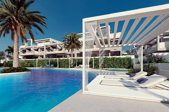 Erdgeschoss Apartment in Torrevieja zu verkaufen, Wohnfläche 131 m², Zustand Erstbezug, 2 Schlafzimmer, 2 Badezimmer, Pool, ref.: HA-TON-221-A01-4