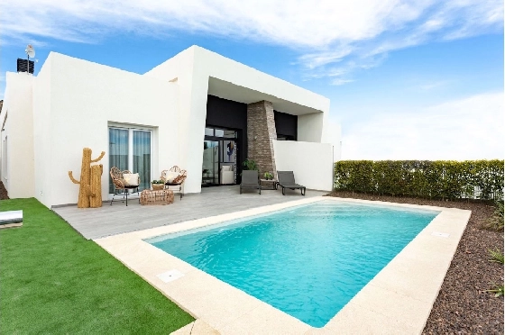 Doppelhaushälfte in Algorfa zu verkaufen, Wohnfläche 200 m², Zustand Erstbezug, Klimaanlage, Grundstück 450 m², 3 Schlafzimmer, 2 Badezimmer, Pool, ref.: HA-ARN-115-D01-1