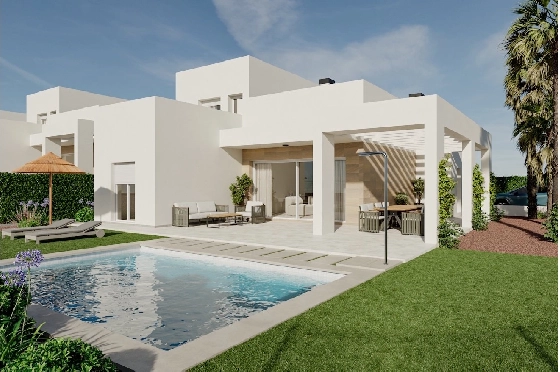 Villa in Algorfa zu verkaufen, Wohnfläche 298 m², Zustand Erstbezug, Klimaanlage, Grundstück 442 m², 4 Schlafzimmer, 3 Badezimmer, Pool, ref.: HA-ARN-116-E01-1