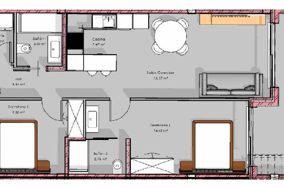 Penthouse Apartment in Guardamar del Segura zu verkaufen, Wohnfläche 146 m², Zustand Erstbezug, 2 Schlafzimmer, 2 Badezimmer, Pool, ref.: HA-GUN-439-A02-10