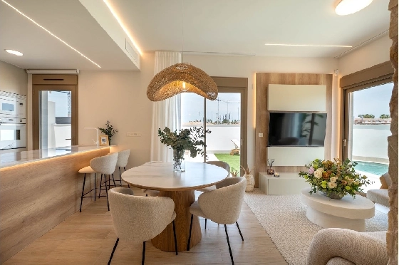 Eck-Reihenhaus in Los Alcazares zu verkaufen, Wohnfläche 146 m², Zustand Erstbezug, Klimaanlage, Grundstück 177 m², 3 Schlafzimmer, 2 Badezimmer, Pool, ref.: HA-LAN-480-Q01-5