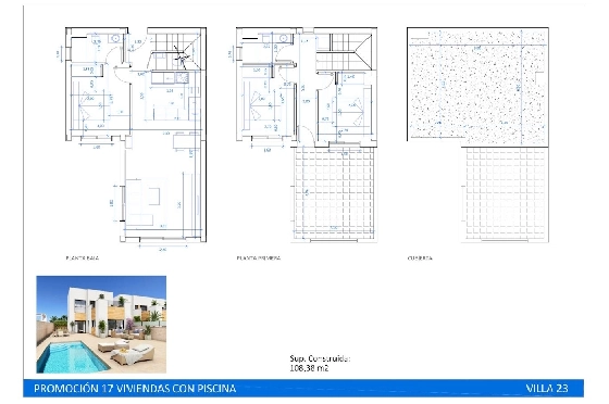 Doppelhaushälfte in San Fulgencio zu verkaufen, Wohnfläche 108 m², Zustand Erstbezug, Klimaanlage, Grundstück 245 m², 3 Schlafzimmer, 2 Badezimmer, Pool, ref.: HA-MAN-301-D01-6