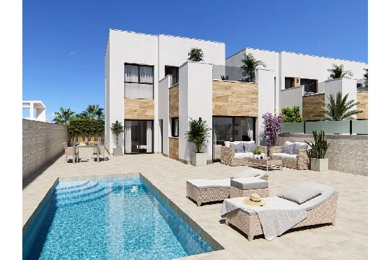 Villa in San Fulgencio zu verkaufen, Wohnfläche 108 m², Zustand Erstbezug, Klimaanlage, Grundstück 244 m², 3 Schlafzimmer, 2 Badezimmer, Pool, ref.: HA-MAN-301-E01-1